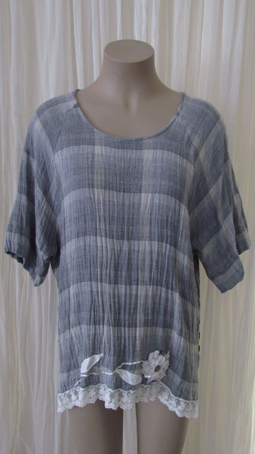 Silver Hi Lo Linen Top