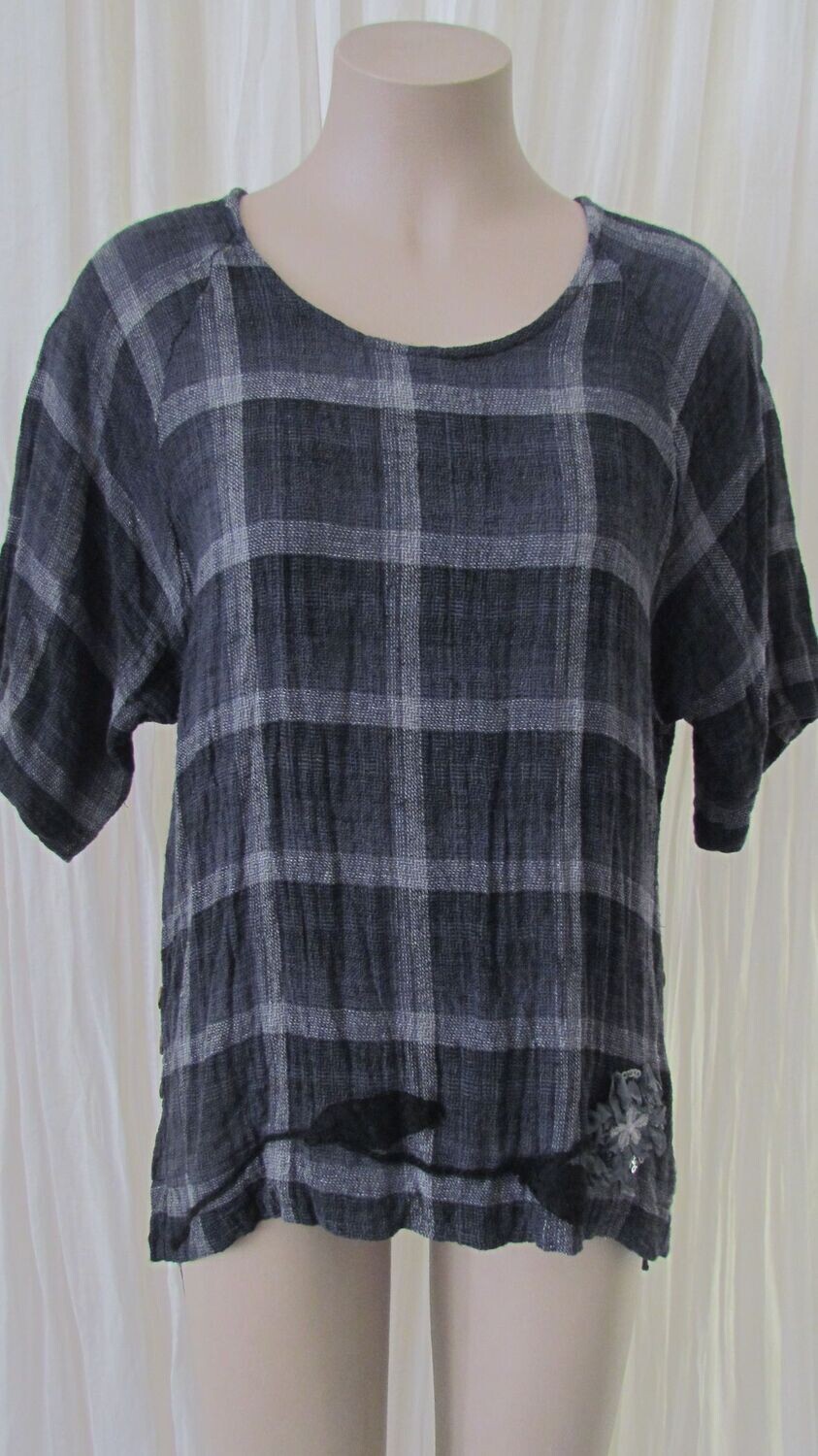 Charcoal Hi Lo Linen Top