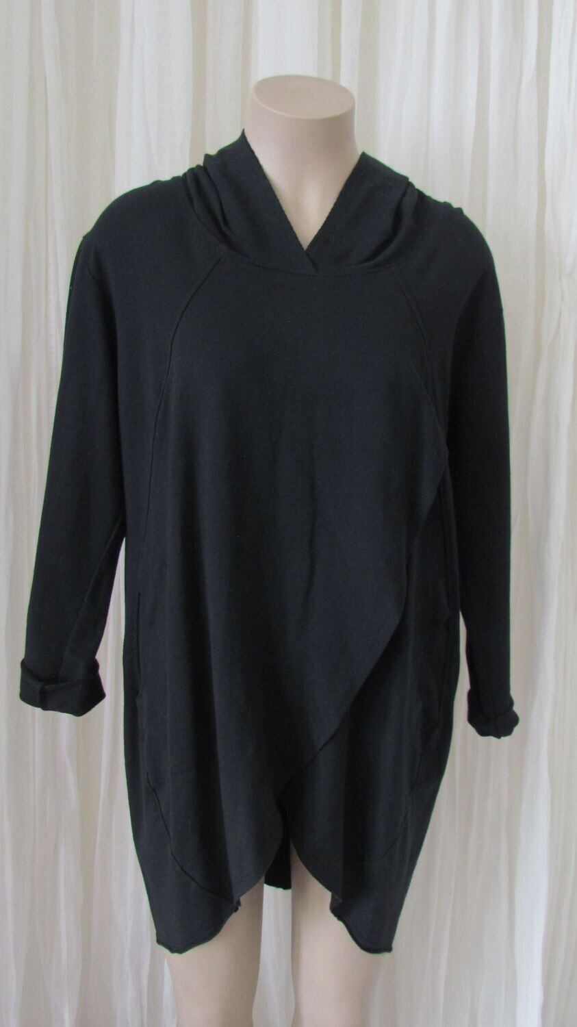 Black Tulip Wrap Hooded Top