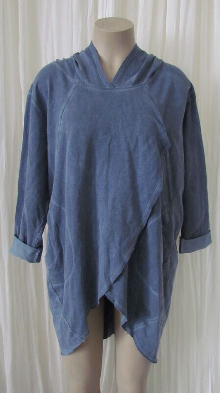 Denim Tulip Wrap Hooded Top