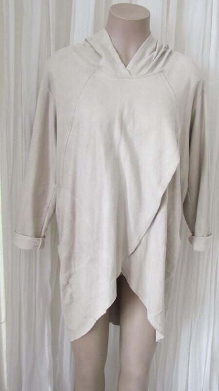 Beige Tulip Wrap Hooded Top