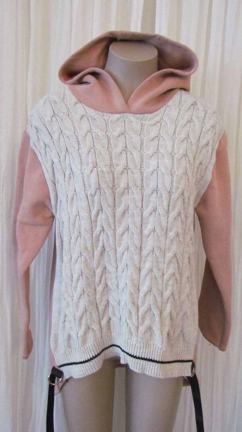 Blush Cable Knit Hooded Sweater