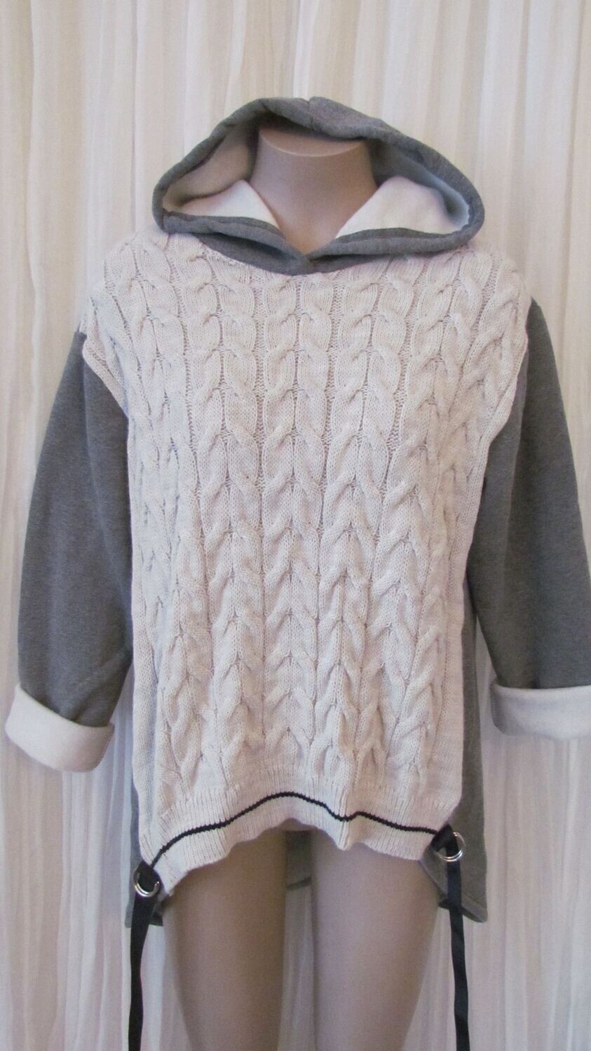 Charcoal Cable Knit Hooded Sweater