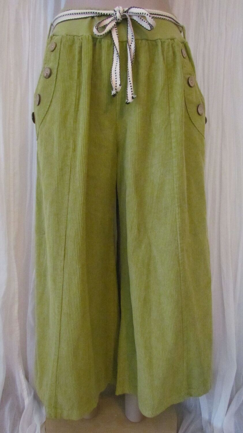 Lime Cord Culottes