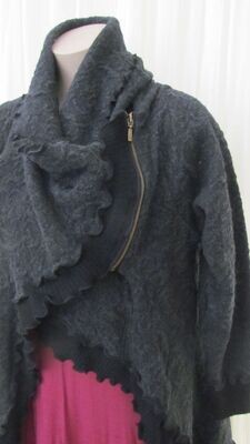 Charcoal Wool Cowl Wrap Cardi