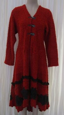Red Boucle Wool Peplum Coat