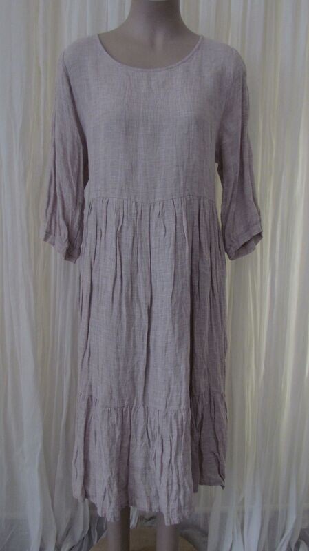 Coffee vintage wash layer linen dress