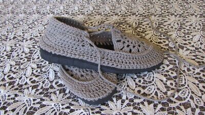 Linen Handmade Crochet Shoes