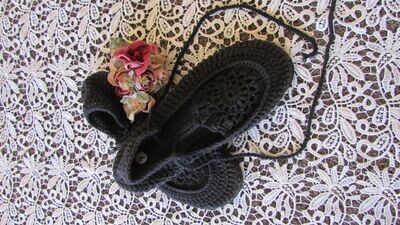 Black Handmade Crochet Shoes