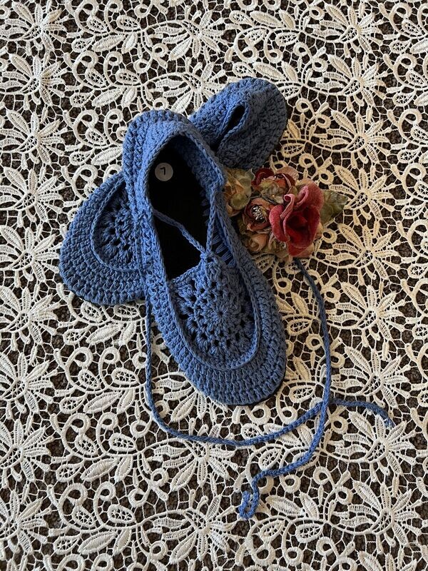 Blue Handmade Crochet Shoes
