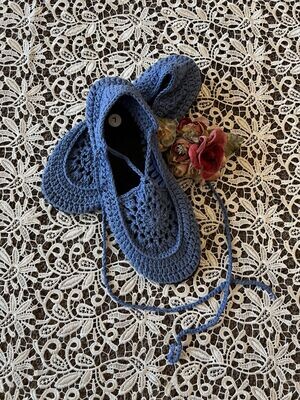 Blue Handmade Crochet Shoes