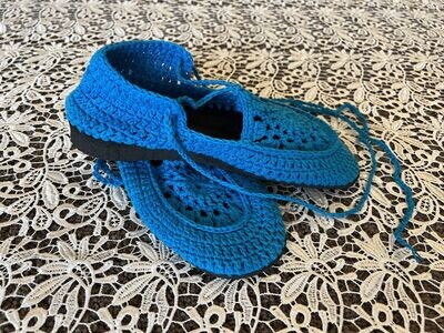 Bright Blue Handmade Crochet Shoes