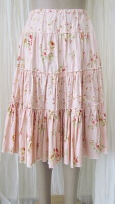 Pink Vintage Floral Cotton Layered Skirt