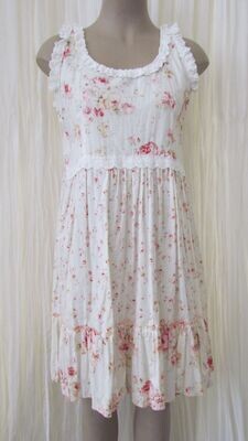 White Floral Frill Vintage Dress