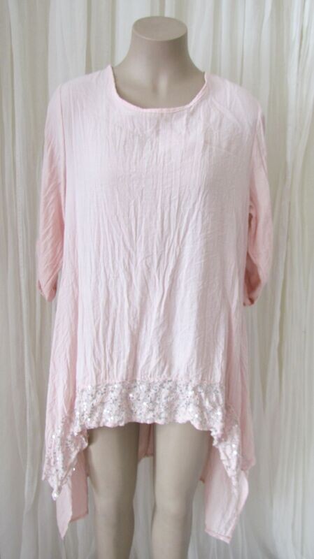 Blush Sequin Hi Lo Cotton Tunic Dress