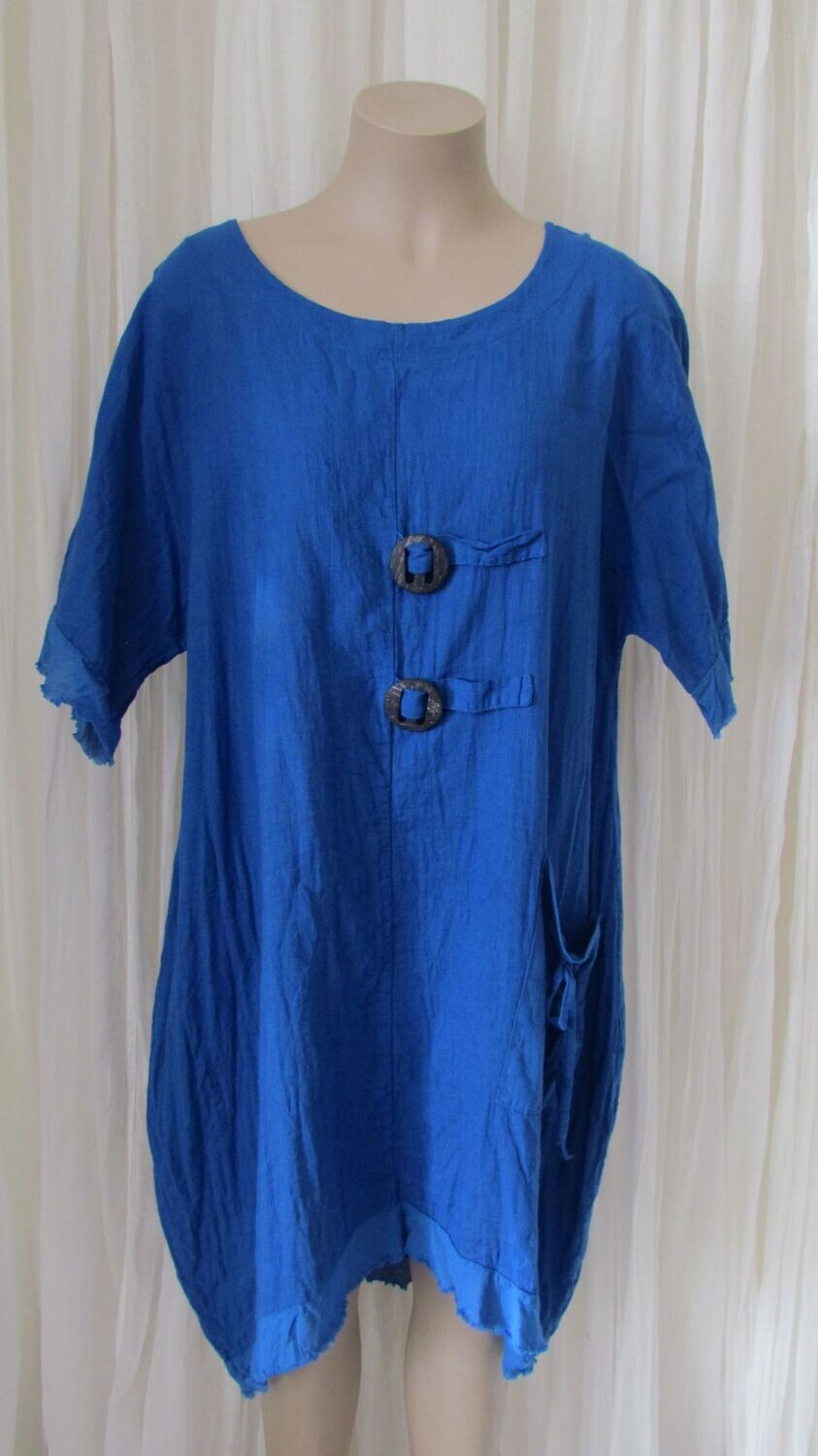 Royal Blue Raw Edge Hi Lo Baggy Dress