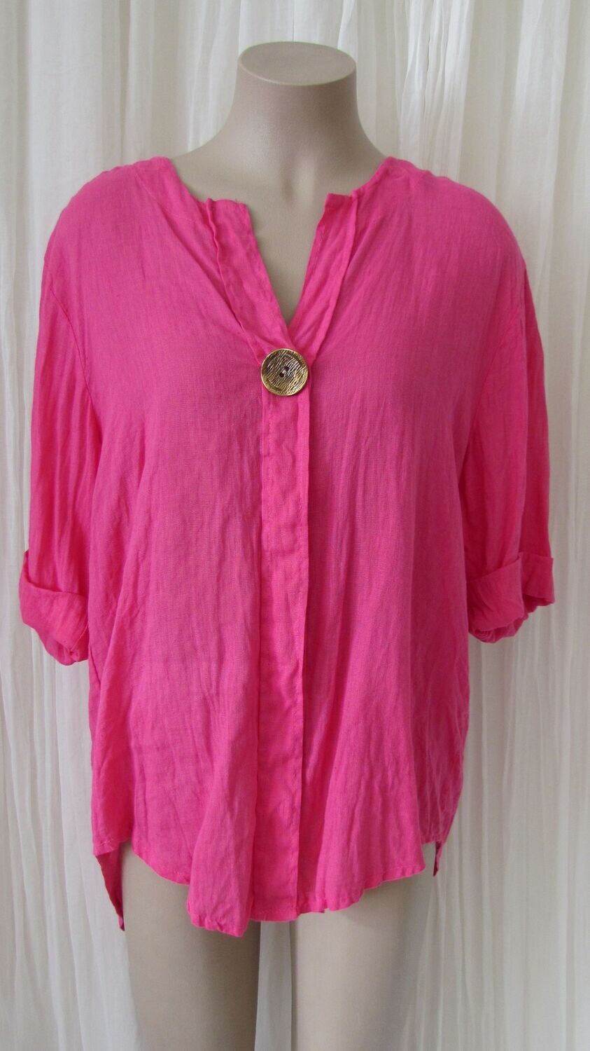 Fuchsia Linen hi lo Top