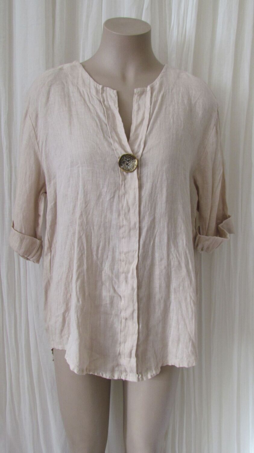 Beige Linen hi lo Top