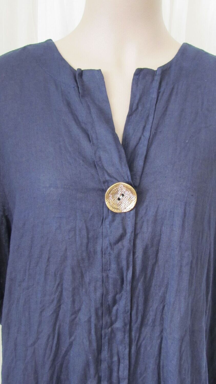 Navy Linen hi lo Top