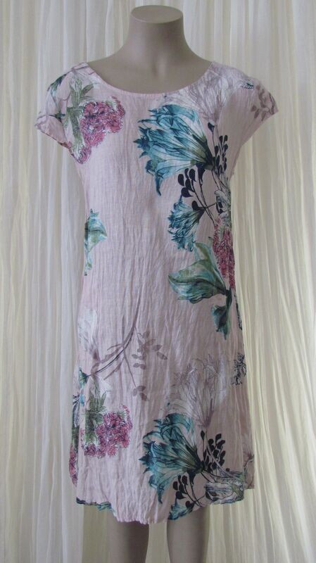 Pink Floral Linen Dress