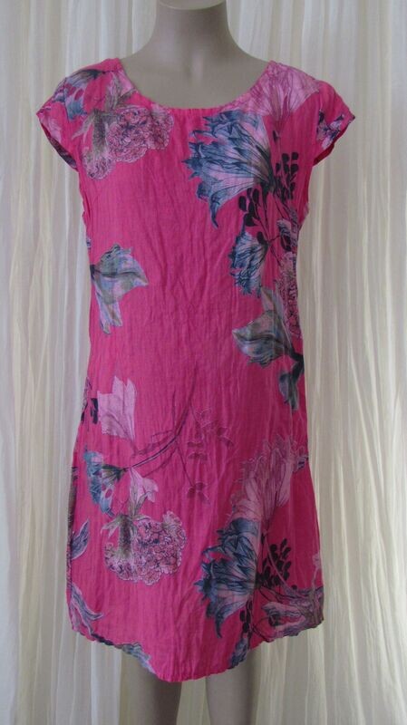 Fuchsia Floral Linen Dress