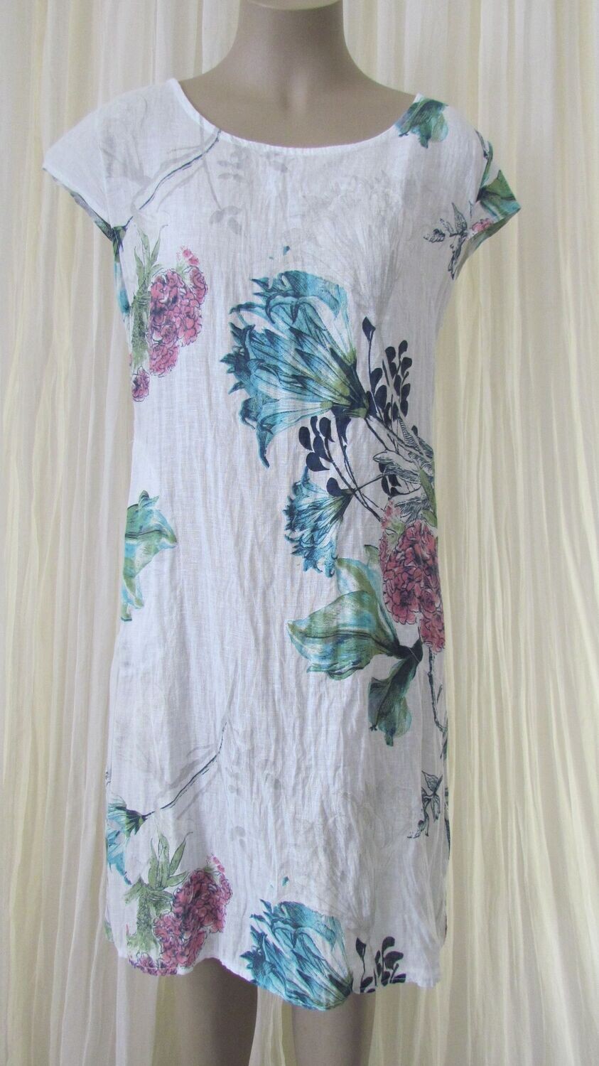 White Floral Linen Dress