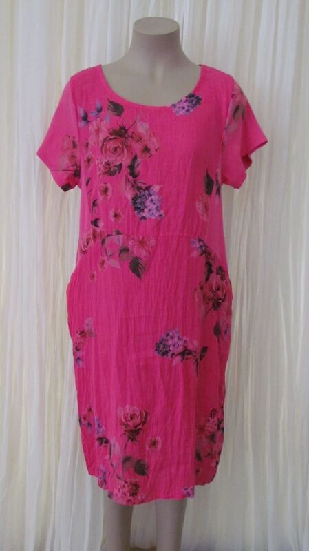Fuchsia Floral Linen Dress