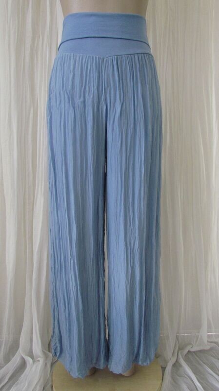 Denim wide Leg Silk Trousers