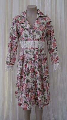 Pink Hydrangea Linen Dress Coat