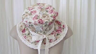 Natural Vintage Floral Linen Sun Hat