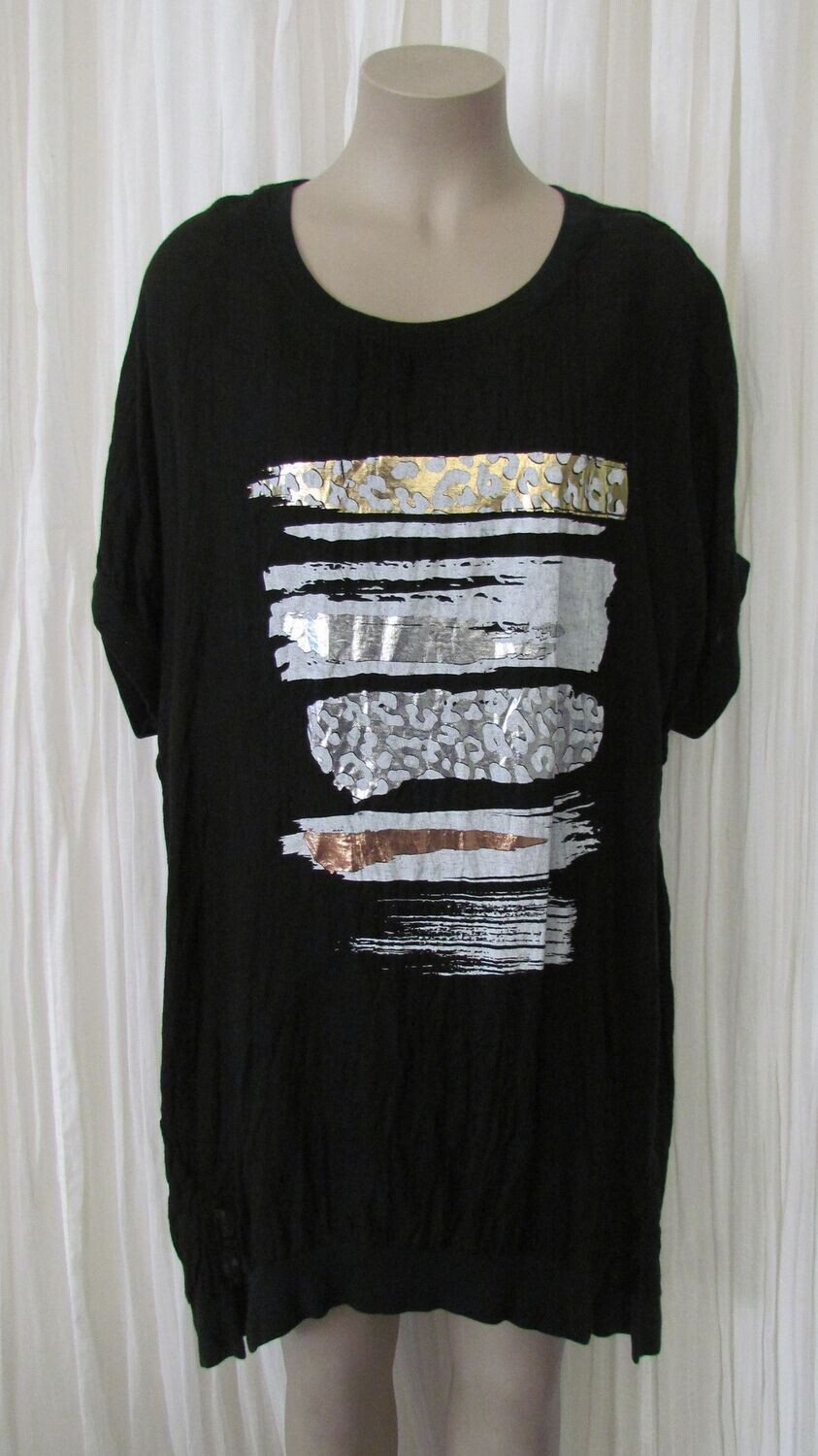 Black Foil Leopard Linen Top