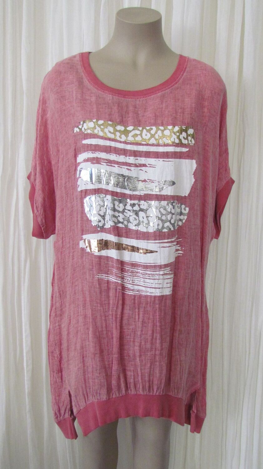Sugar Poppy Foil Leopard Linen Top