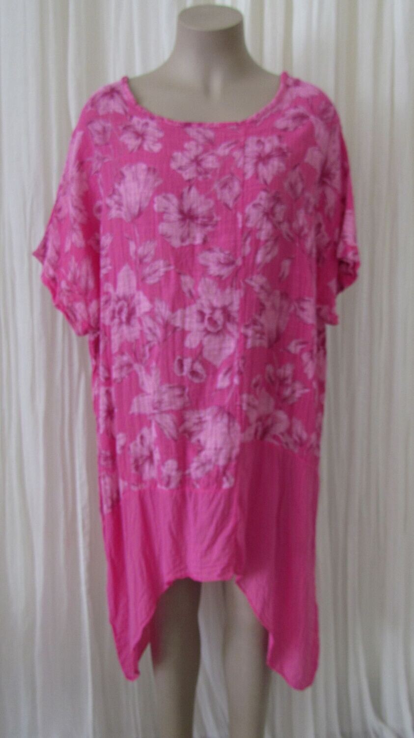 Fuchsia Floral Cotton Tunic Top