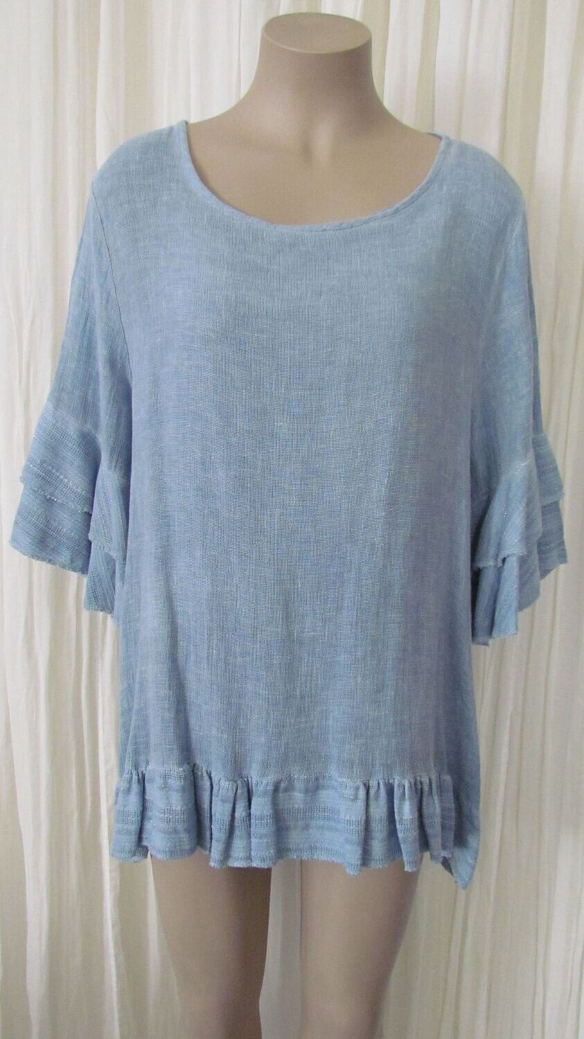 Denim Linen Flounce Top