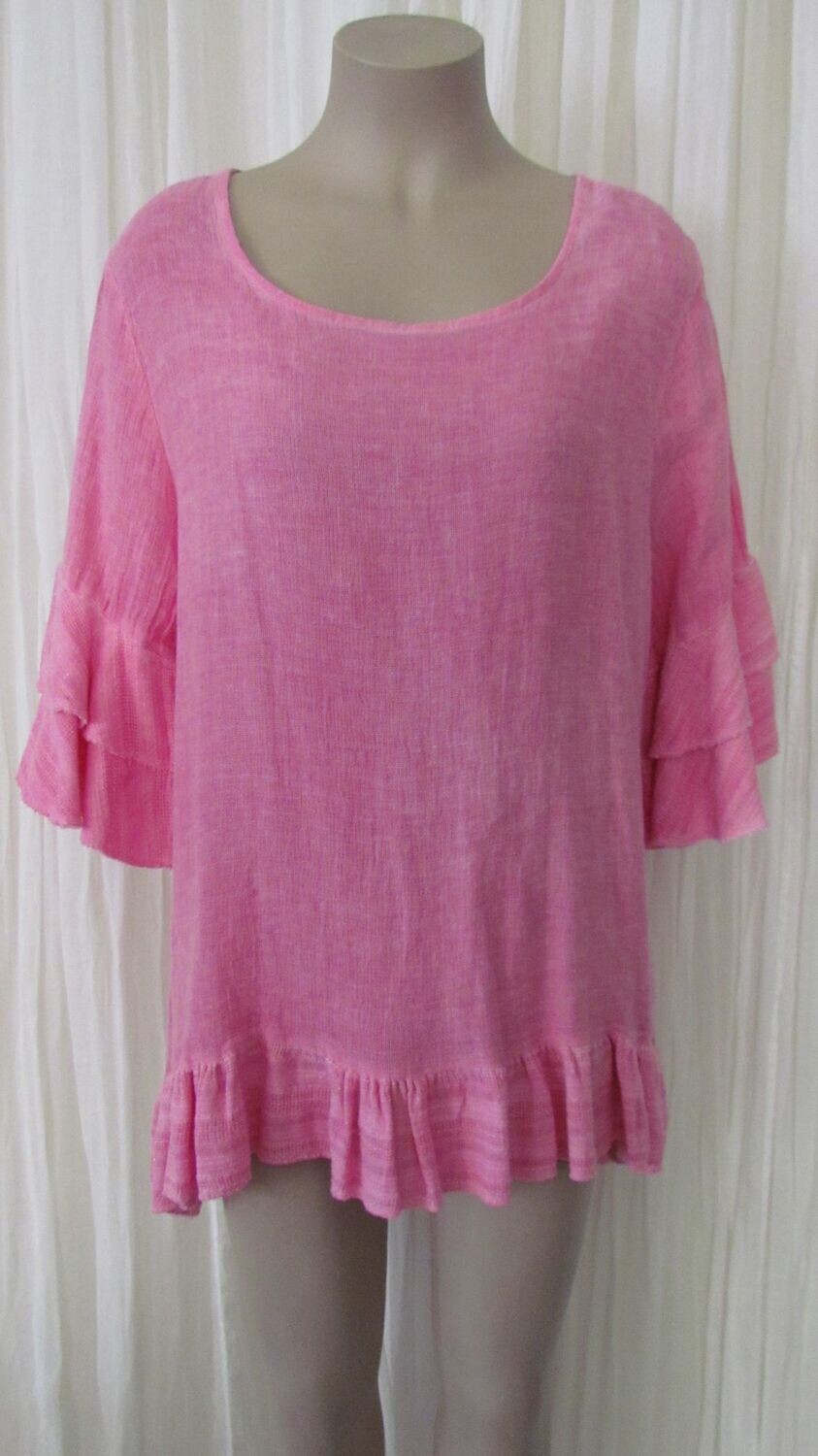 Fuchsia Linen Flounce Top