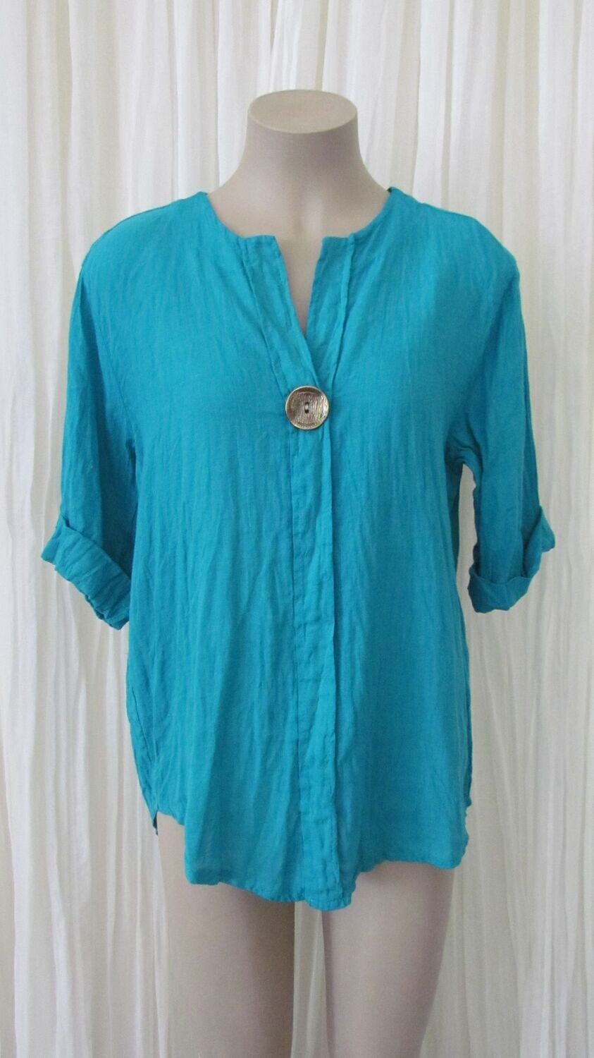 Aqua Linen Hi Lo Top