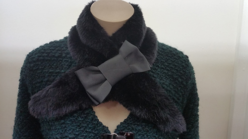 black fur wrap bow scarf