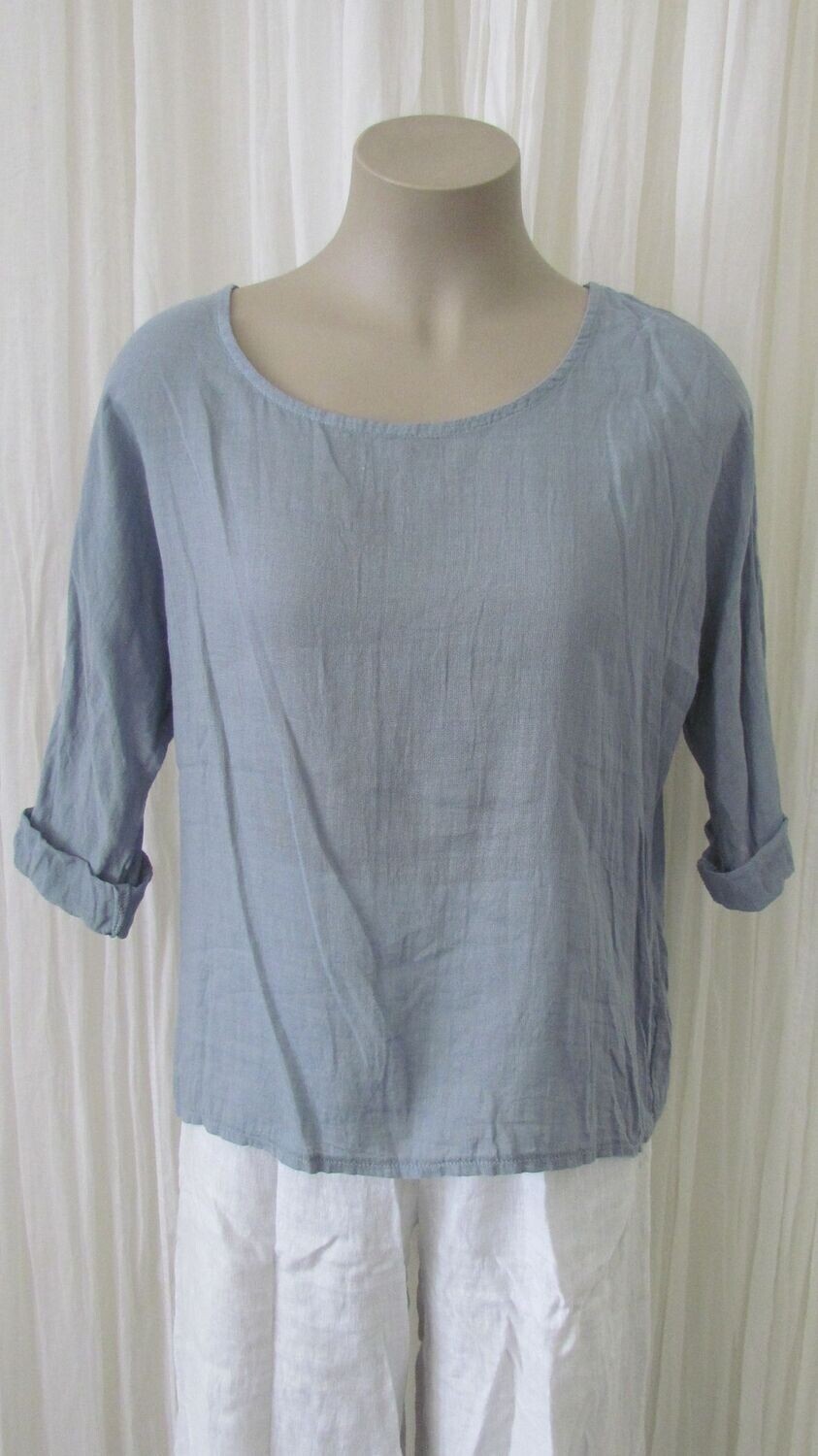 Grey Cotton Linen Mix Top