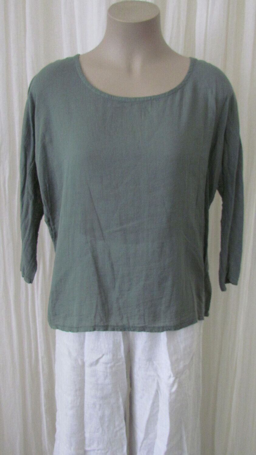 Khaki Cotton Linen Mix Top