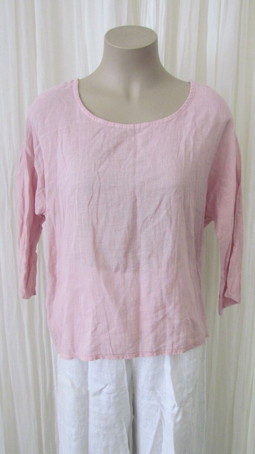 Pink Cotton Linen Mix Top