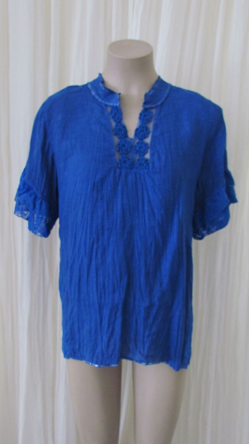 Royal Blue Linen Top