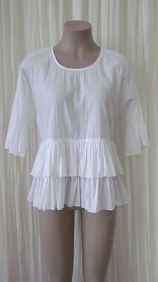 White Cotton Lawn Frilled Top