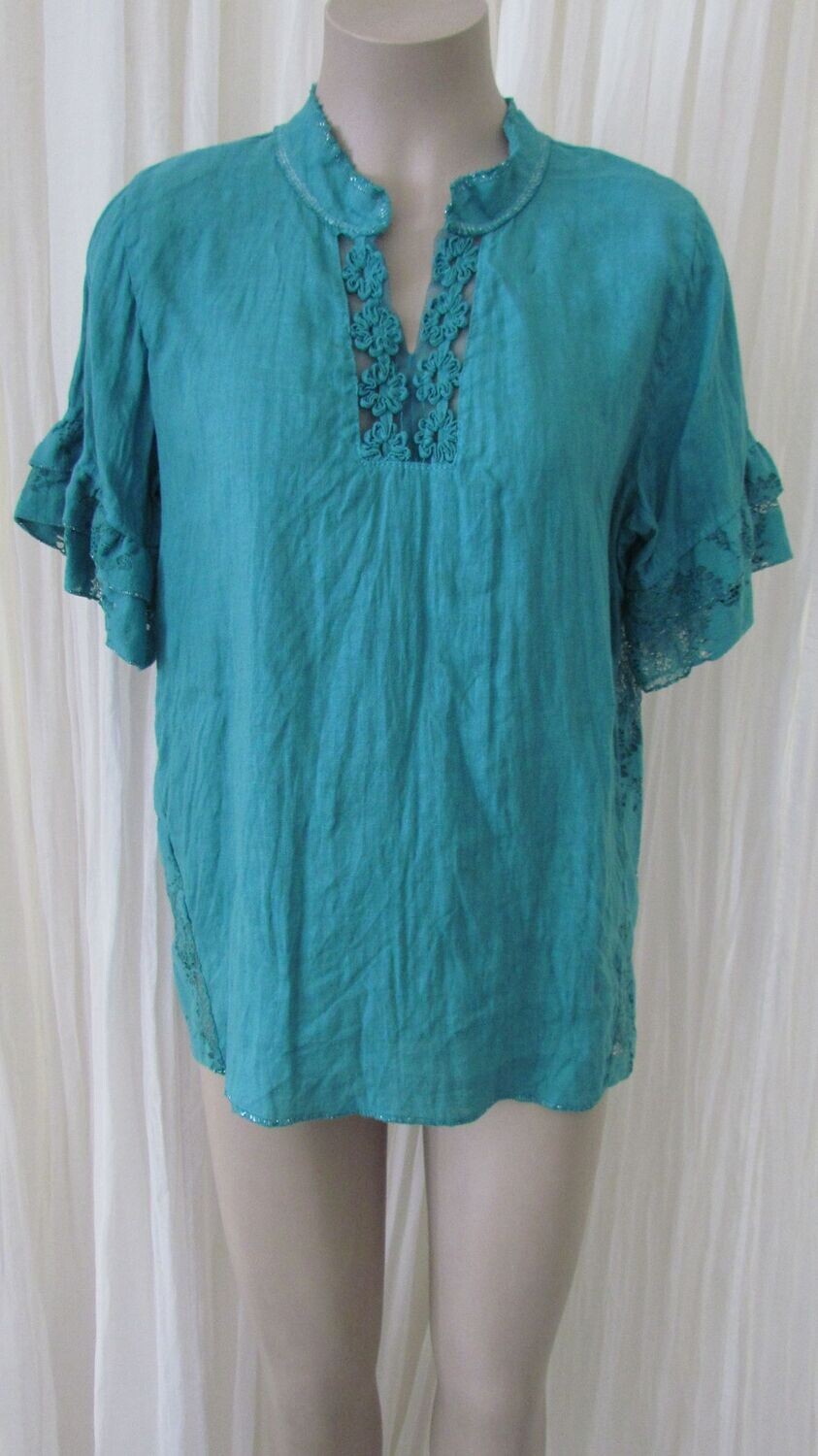Teal Linen Top