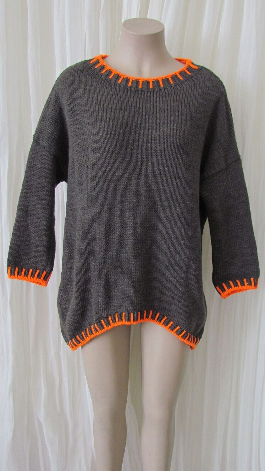Chocolate Blanket Stitch Knit Wool Jumper