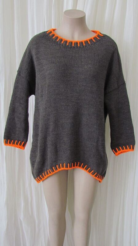 Chocolate Blanket Stitch Knit Wool Jumper Chocolate Blanket Stitch Knit Wool Jumper