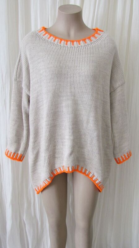 Beige Blanket Stitch Knit Wool Jumper Beige Blanket Stitch Knit Wool Jumper