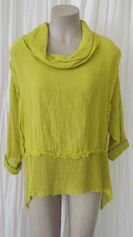Mustard Mesh Raw Edge Cowl Neck Top Mustard Mesh Raw Edge Cowl Neck Top