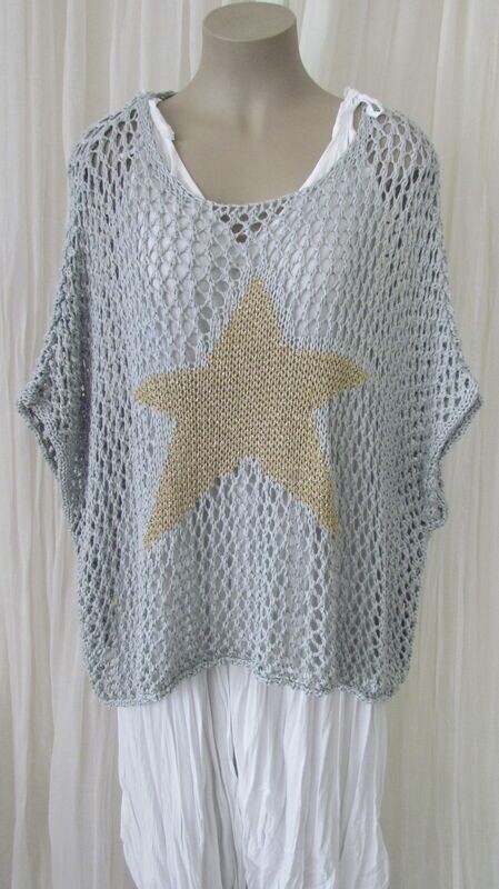 Silver Star Knit Crochet Cotton Top Silver Star Knit Crochet Cotton Top