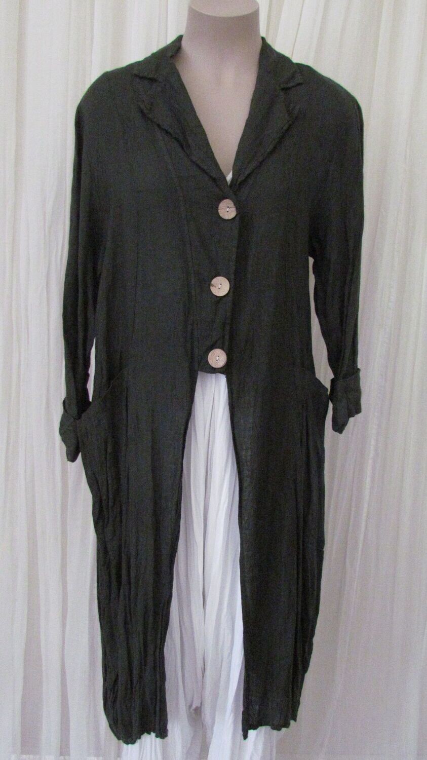 Charcoal Linen Coat