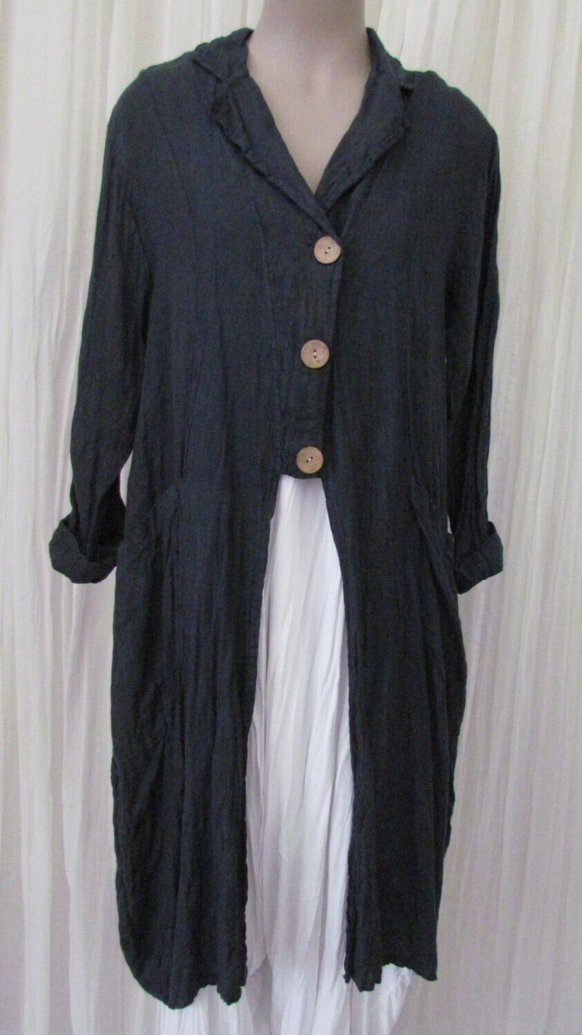 Navy Linen Coat